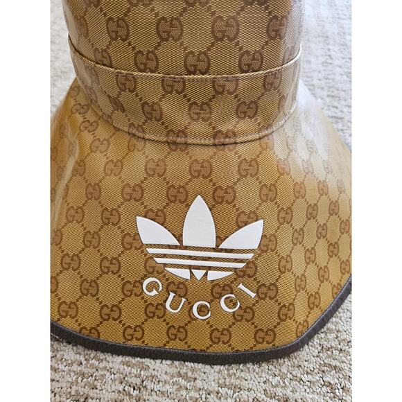 Gucci Brown GG Monogram Leather Bucket Hat w/ Tags XS main image 6